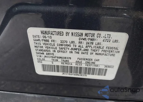 2010 Infiniti G37 Journey z USA, uszkodzony, nr VIN JN1CV6AP9AM408376